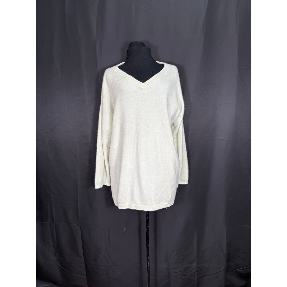 Vintage Cashmere V Neck Sweater, Lightweight, Pale Mint Green, Nancy Heller